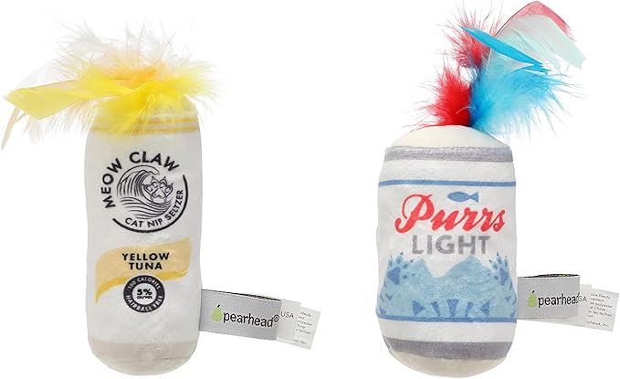 Pearhead Pet Crinkle, Feather, Catnip, and Teaser Pawty Time Cat Toy Set, Owner Playtime Accessory, Must Have Kitten Accessories