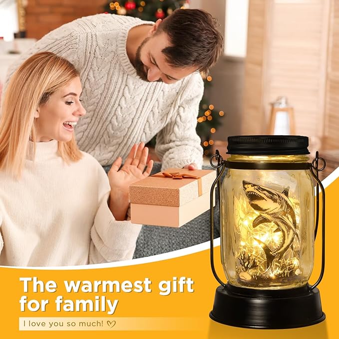 kyoryuger Shark Gifts for Women/Men Shark Solar Lanterns Dog Mom Birthday Jaws Lovers Lantern Animal Memorial Lights Solar Garden Decoration for Yard, Patio,Backyard,Porch Torches