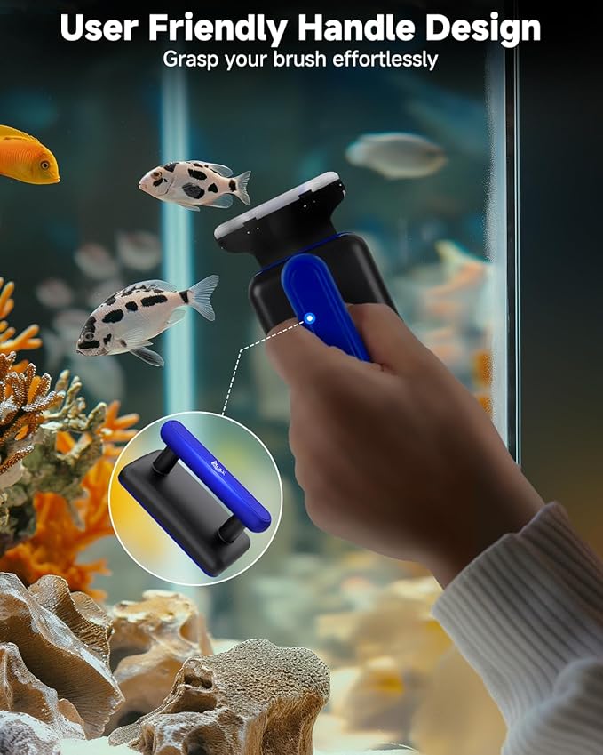 AQQA Magnetic Aquarium Fish Tank Glass Cleaner, Dual-Blades Algae Scraper Glass Cleaner Scrubber, Double Side Floating Aquarium Magnetic Brush for 0.2-0.6 Inch Thick Glass Aquariums Tank