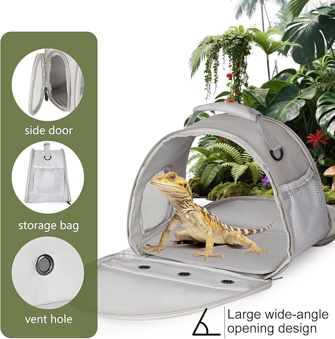 Ventilation Lizard Carrier for Bearded Dragon,Guinea Pig Carrier,Guinea Pig Carrier for 2,Reptile Travel Carrier for Lizards Sugar Glider Hedgehog Rat Parrot Birds,Airline Approved