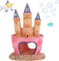 Fish Tank Decorations Pink Castle Aquarium Decorations Resin Fish Cave Hideouts Large Aquarium Decor,Vintage Castle Fish Tank Accessories for Betta Fish Freshwater and Saltwater Fishtanks