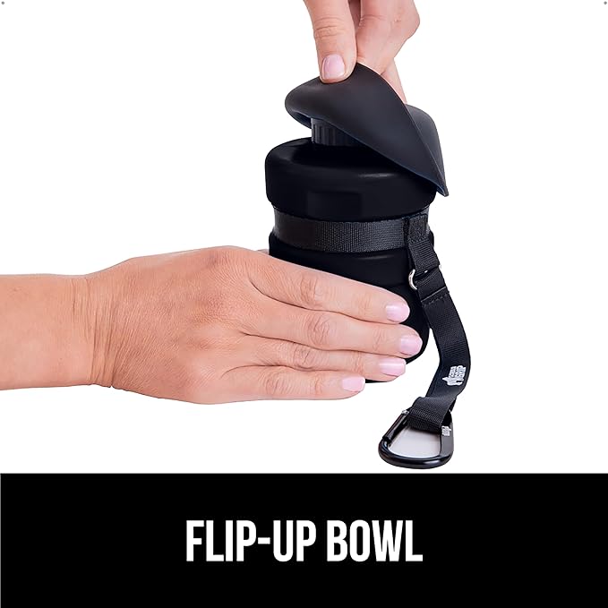 GORILLA GRIP Dog Water Bottle, Portable Water Bowl Dispenser for Dogs, 20 oz Leak Proof Pet Travel Squeeze Bottles Food Grade Silicone, Pet Stocking to Go Puppy Essentials, Black