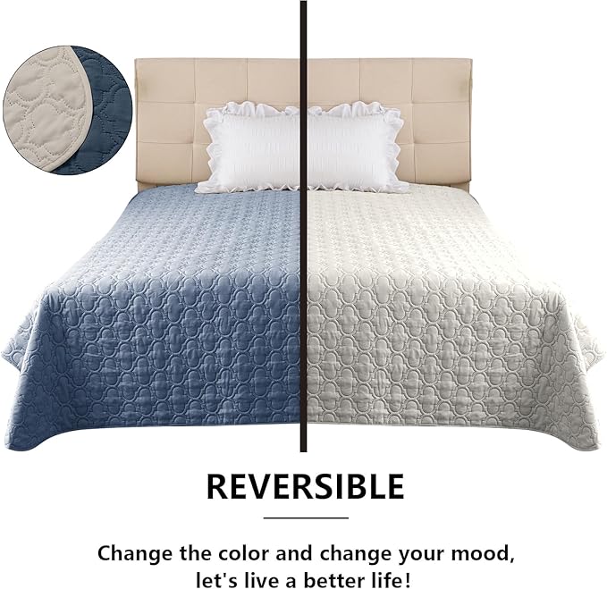 Waterproof Couch Cover for Dogs Washable, Reversible Dog Bed Blanket Pet Sofa Furniture Protector(52x82 Inch, Blue+Cream)