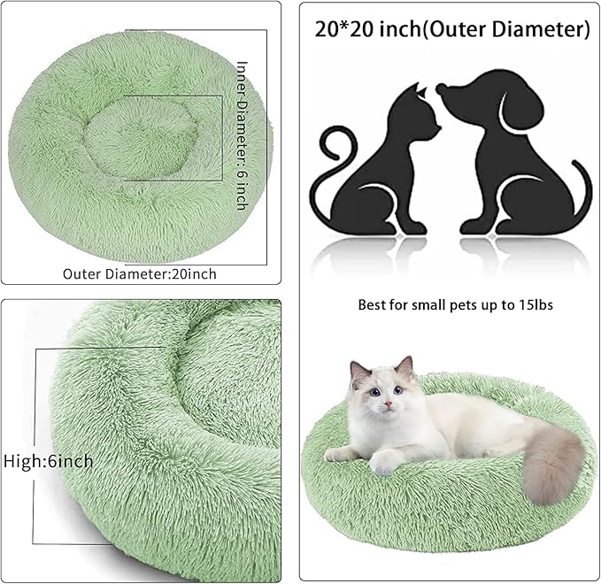 Nisrada Dog Bed for Small Medium Large Dogs Cats, 20 inch Calming Washable-Round Cozy Soft Pet Bed for Puppy and Kitten with Slip-Resistant Bottom