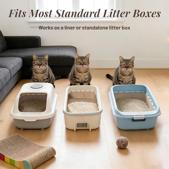 10 Pack Disposable Cat Litter Boxes, Durable Leak-Proof Cardboard Kitty Litter Trays for Temporary Use, Litter Box Liners & Travel, Ideal for Picky Cats