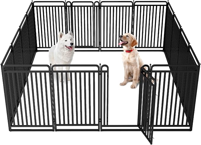 New Thickened Version Dog Playpen, 43 Inch Dog Fences for The Yard, Portable Outdoor Dog Playpen for Large/Medium/Small Dogs, Foldable Metal Dog playpen, with Doors (16 Panels, 43 Inch)