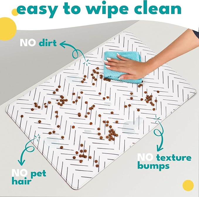 NALALAS Large Dog Mat for Food and Water, Cat Feeding Mat | Large Waterproof Dog Bowl Mat | Non-Slip Pet Food Mat for Floors | Pet Mats for Food and Water | Easy to Clean