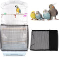Daoeny Universal Bird Cage Cover, Adjustable Parrot Nylon Airy Soft Mesh Net, Seed Feather Catcher, Birdcage Cover Skirt Sheer Guard for Parakeet Macaw Round Square Cages (Black)