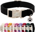 Cute Corduroy Dog Collar - Black Adjustable Dog Collars for Small Dogs 10-25lbs, Fade-Proof with Secure Snap & Little Charm, Christmas Birthday Gift, S