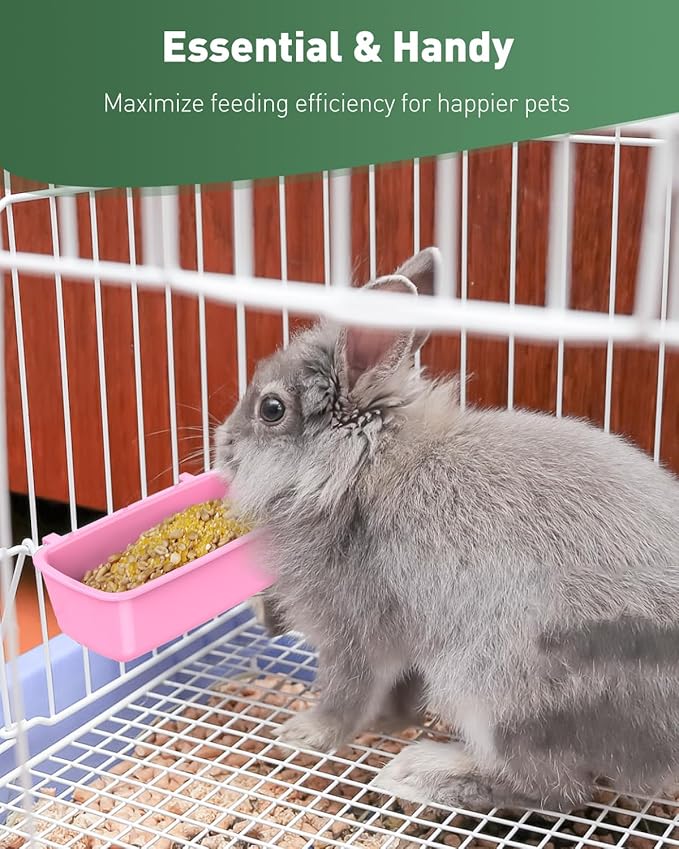 Pawfly Hanging Feeder, Food and Water Container, 6 Pcs Plastic Keepers for Cages Rabbit, Feeding Dishes Coop Cups for Parrots Hamsters Guinea Pigs & Other Small Pets