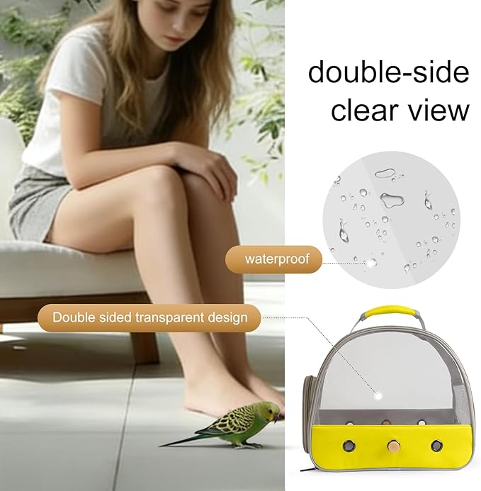 Bird Travel Carrier, Portable Small Bird Parrot Parakeet Carrier with Standing Perch and Soft Mat, Side Access Window Collapsible