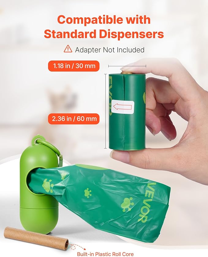 VEVOR Dog Poop Bags, 270 Counts 13 x 9 in, Sturdy & Thick Pet Waste Bags, Biodegradable HDPE Waste Bag Refill Rolls, Leak-Proof Unscented Trash Bag for Doggie Cat Pet, Dispenser Not Included