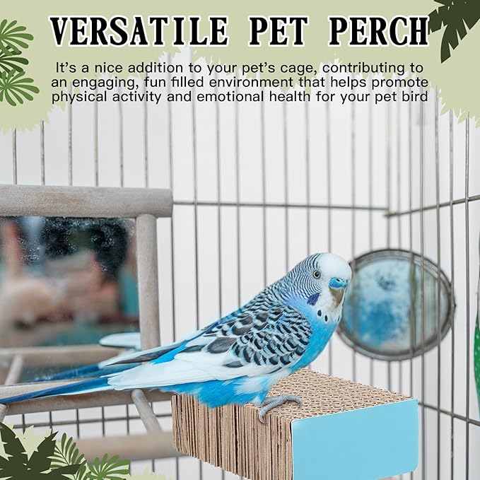 Skyygemm 2 Pieces Parrot Toy Bird Chew Cage Accessories Flat Perch Bird Paw Grinding Stand Parrot Cage Playground for Macaws, Small Parakeets, Conures, Budgies, Finches Conure Cockatiel(Small)
