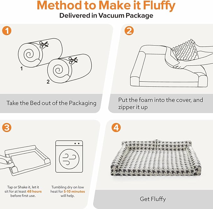 FURTIME Orthopedic Dog Beds Large Sized Dog, XXL Washable Memory Foam Pet Couch Bed with Removable Washable Cover, Non-Slip Bottom with Bolster Sides, Grey
