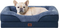 EHEYCIGA Orthopedic Dog Bed for Medium Dog, 30x20x6.5 Inch Memory Foam Dog Couch Bed with Sides, Waterproof Liner & Washable Removable Cover, Bolster Pet Sofa, Navy