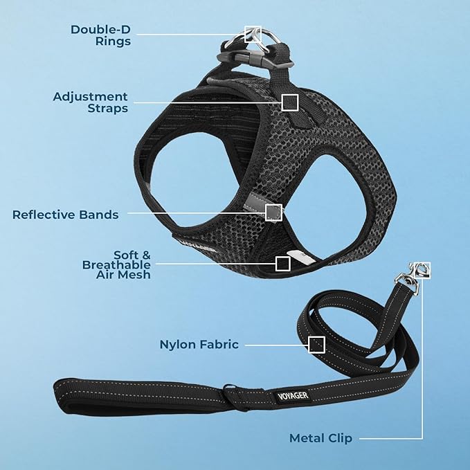 Best Pet Supplies Voyager Step-in Air All Weather Mesh Harness and Reflective Dog 5 ft Leash Combo with Neoprene Handle, for Small, Medium and Large Breed Puppies - Gray (2-Tone), XL