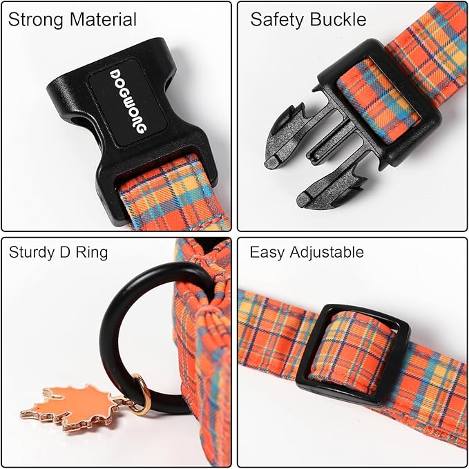 DOGWONG Fall Maple Dog Collar- Cute Classic Fall Autumn Flower Dog Collars Adjustable Fall Dog Collar for Small Medium Large Dogs M