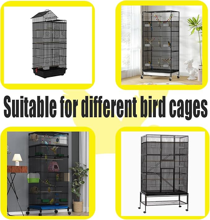 Bird Cage Seed Catcher Large Bird Cage Cover 118 * 31 inches Adjustable Net Cover,Black Nylon Mesh Birdcage Skirt Guard for Parrot Macaw Round Square Cages (1, Black, 118 * 31 inches)