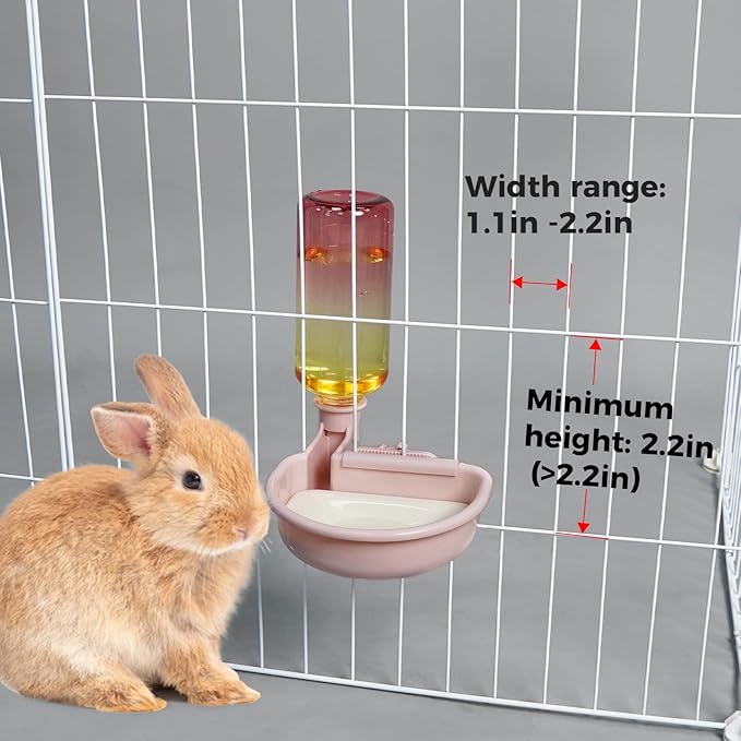 VANNON 16oz Pet Water Bottle, Gravity Dog Water Bowl Dispenser for Cage, Anti-Overflow Water Dispenser for Small Dogs, Cats, Rabbits and Other Small Animals, BPA Free, Gradient Pink