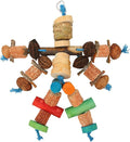 Parrot Chew Toy, Wood, Corn Cob and Nut, Non Edible Coloring, Beak Health, Foraging Toy for Macaws, Conures, Amazons