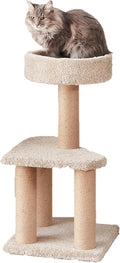 Amazon Basics Cat Tree - Multi-Level Climbing Activity Tower with Jute Rope Scratching Posts for Indoor Cats & Kittens, Medium (31.5" H), Beige