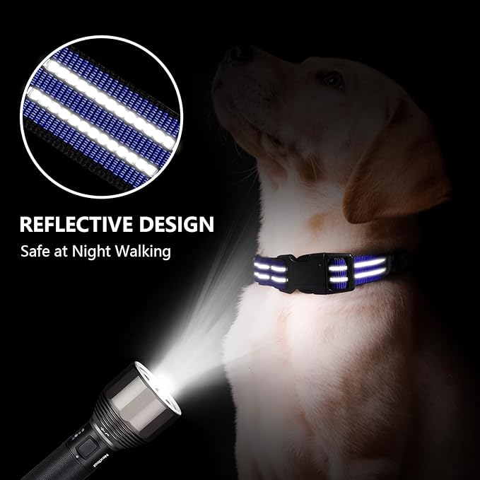 Martingale Dog Collar, Adjustable Nylon Reflective Collar with Quick Release Buckle (Royal Blue, Medium)
