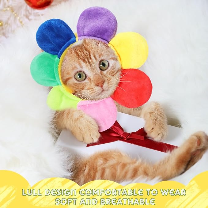 Weewooday 5 Pieces Cat Costume Bunny Hat Outfit with Ears Funny Cat Hat and Small Dogs Kitten Puppy Party Easter Costume Accessory Headwear(Vivid Style)
