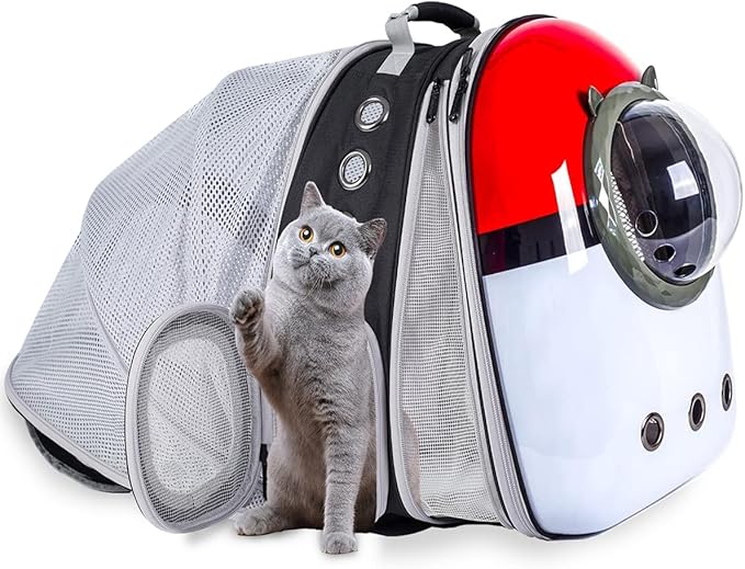 Dual Expandable Cat Backpack Front & Back Extension Pet Backpack Carrier, Fit up to 20 lbs, Bubble Capsule Dog Backpack Travel, Hiking & Outdoor