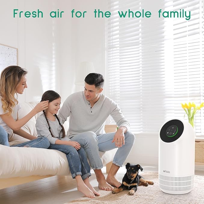 Afloia Air Purifiers for Home Large Room Up to 880 Ft², Efficient Filter Air Cleaner for Allergies, Pets Hair Odor Dust Smoke Mold Pollen, Fillo White