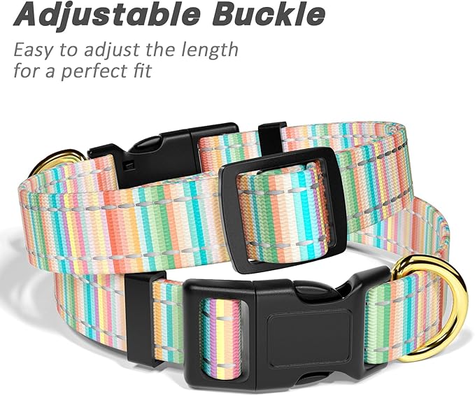 Reflective Dog Collar, Cute Dog Collar for Extra Small Dogs, Soft Nylon Puppy Collar for Boy and Girl Female Dogs, Adjustable Pet Collars with Quick Release Buckle, Colorful Watercolor Art