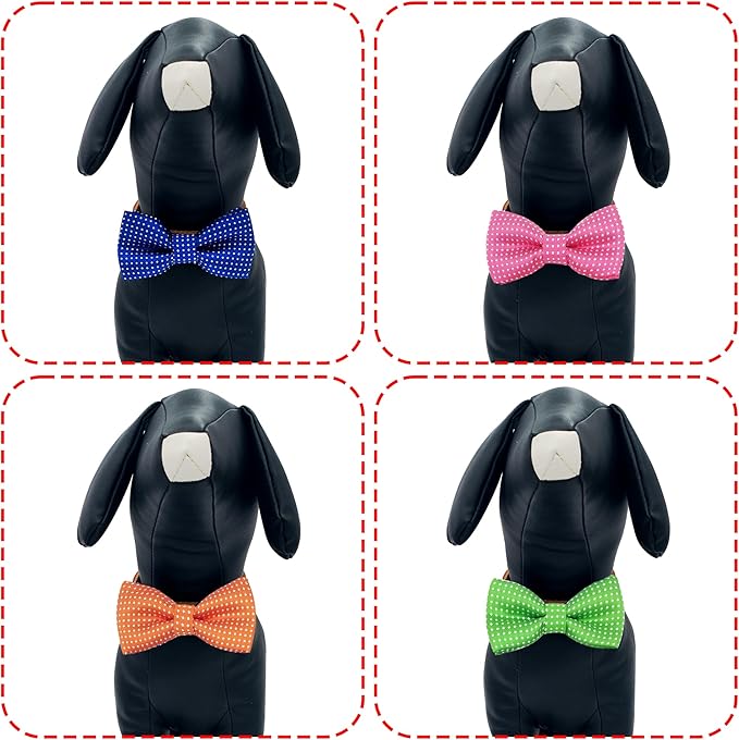 PET SHOW 8 Colors Dot Small Dogs Collar Embellishment Attachment Bow Ties Puppies Cats Collar Charms Accessories Slides Bowties for Birthday Wedding Parties Assorted Pack of 8