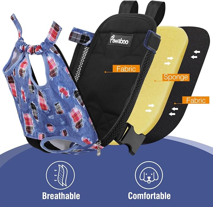 Pawaboo Pet Carrier Backpack, Adjustable Pet Front Cat Dog Purse Carrier Backpack Travel Bag, Legs Out, Easy-Fit for Traveling Hiking Camping for Small Medium Dogs Cats Puppies, Extra Large, Denim Blu