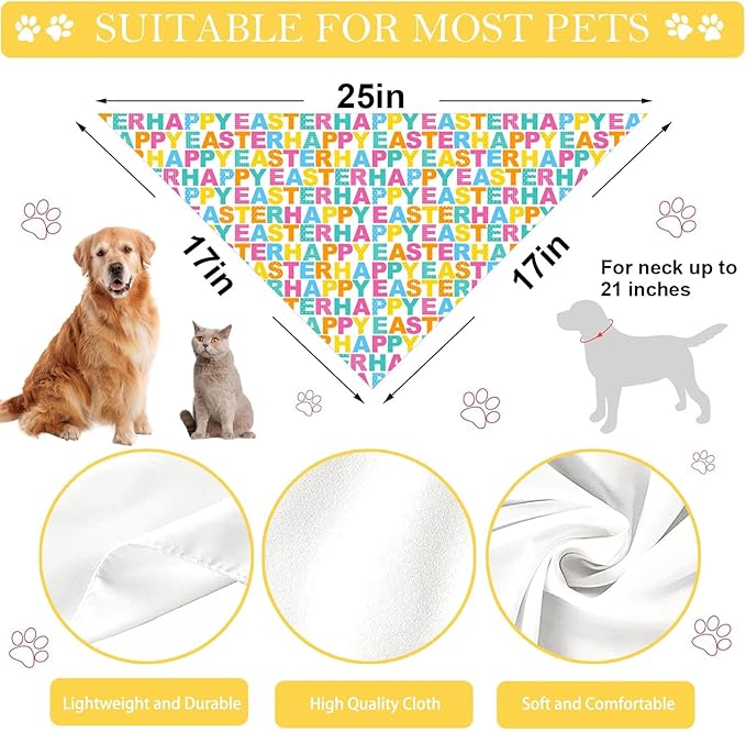 Easter Dog Bandana, 2 Pack Adjustable Holiday Party Pets Rabbit Easter Egg Bandana Triangle Bibs Dog Cat Scarf Set