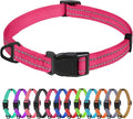 TagME Reflective Nylon Dog Collars, Adjustable Classic Pet Collar with Quick Release Buckle for Extra Small Dogs, Hot Pink, 5/8" Width