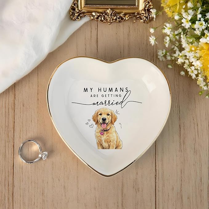 Custom Pet Portrait Watercolor Ring Dish, My Humans Are Getting Married Jewelry Tray, Engaged Ring Dish Gift for Newly Engaged Wedding Gift for Wife Her Fiance Bestie Bride To Be Newlyweds