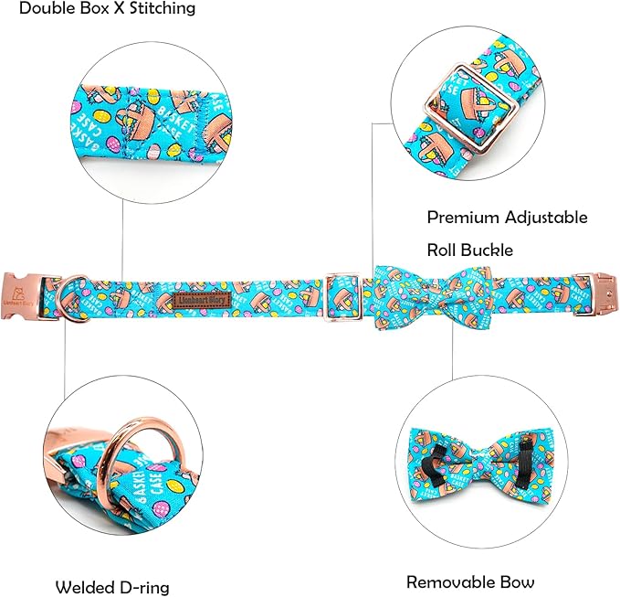 Lionheart Glory Easter Dog Collar - X-Small, Bowtie Design, Colorful Spring Collar for Puppies