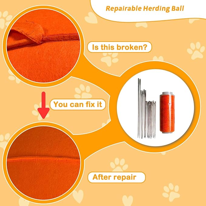 Herding Ball for Dogs, Dual Layered Herding Dog Ball Set for Australian Shepherd, Cattle, Collie, for Dog, Agility Equipment- Free Training Book (Orange, 18 inch)
