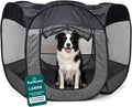 FurHaven Portable Pet Playpen for Dogs & Cats, Foldable Indoor Kitten Playpen with Mesh Sides, Pop Up Travel Dog Pen, Large, Gray