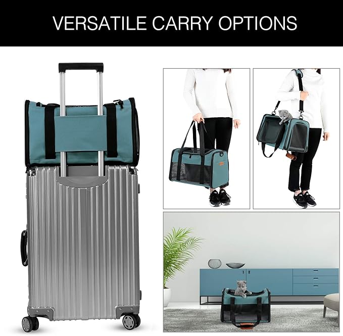 Cat Carrier - Portable Foldable Dog Pet Carrier, Soft-Sided Pet Bag up to 22 Lbs, Airline Approved Travel Puppy Carrier