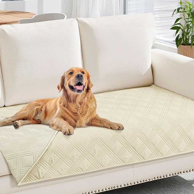 hyha Waterproof Dog Blanket, Reversible Pet Bed Blanket, Soft Sofa Couch Cover for Dogs Washable, Waterproof Pet Couch Covers for Sofa Puppy Cats Furniture Protector(30"x70", Beige/Beige)