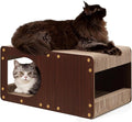 EHEYCIGA Cardboard Cat Scratcher House, 23-Inch Corrugated Cat Scratcher for Indoor Cats, Extra Large Scratching Board Pad, Dark Brown