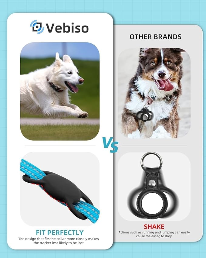 VB GPS Tracker for Dogs (1 Pack), Mini GPS Cat Tracker, Smart Pet Activity Tracker (iOS Only), No Monthly Fee, Compatible with Apple Find My, Anti-Lost, Finder Tag