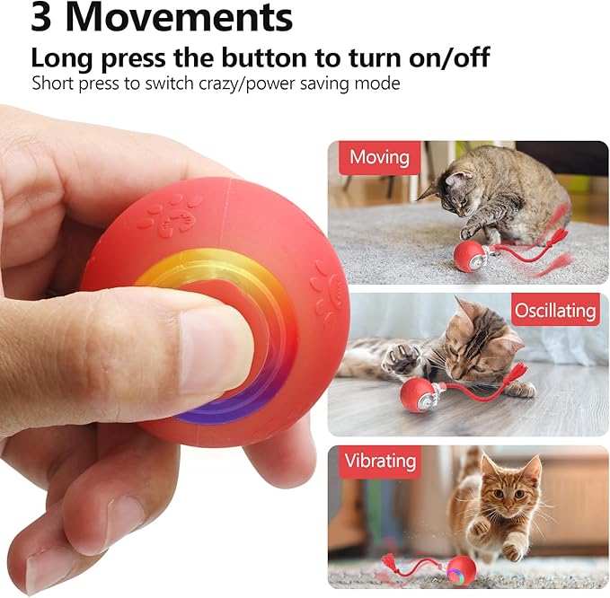 FUNNYDUCK Speed 2.0 Tail Interactive Cat Toys for Indoor Cats – Smart Motion-Activated Rolling Ball with Tail, Chirping Sounds, and USB Rechargeable Design for Enrichment & Exercise