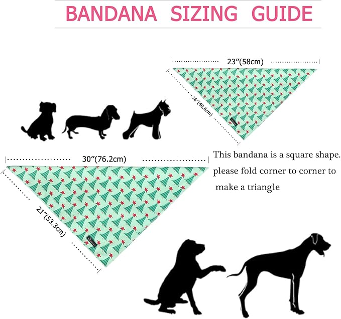 ARING PET Christmas Dog Bandanas, Green Christmas Tree Holiday Pet Bandana Scarf Triangle Bibs for Puppy Small Medium Large Boy Girl Dogs Cats-S