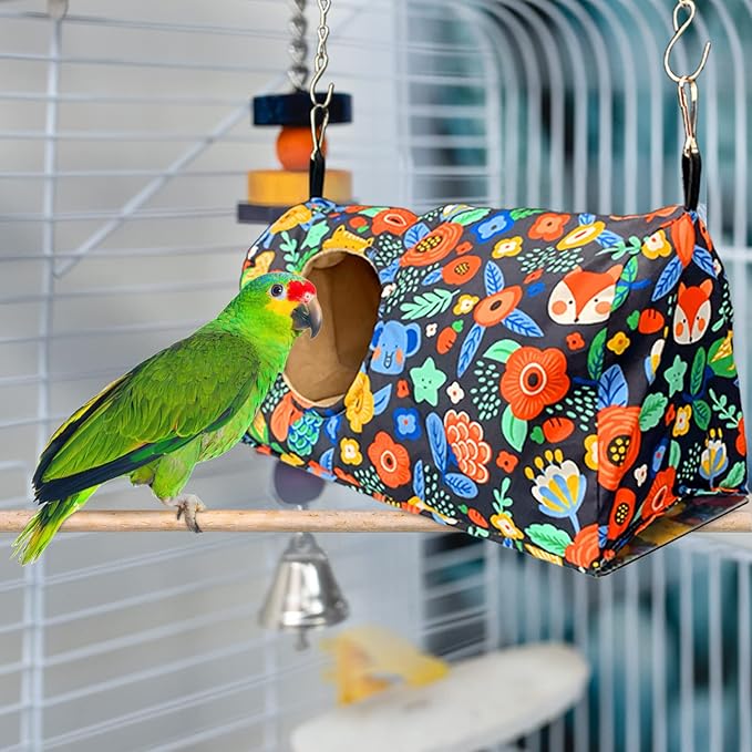Bird Warm Bed Sleeping Nest House Snuggle Hanging Hut Hammock Hideaway Cave for Cockatiels Parakeets Budgies Lovebirds L
