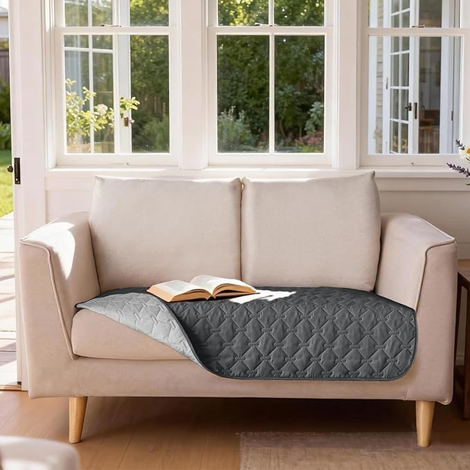 gogobunny 3X Stronger Waterproof Pet Blanket, Scratch Proof Furniture Protector for Dogs Cats, Reversible Cover 32x53 Inch, Dark Grey