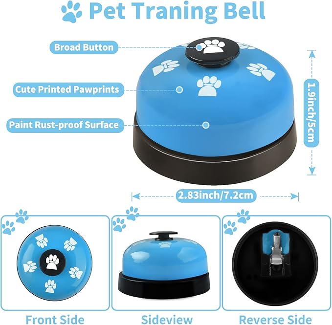 2 Pack Dog Doorbells, Pet Training Bells for Go Outside Potty Training and Communication Device Large Loud Dog Bell Cat Puppy Interactive Toys Adjustable Strap Door Bell (Light Blue)