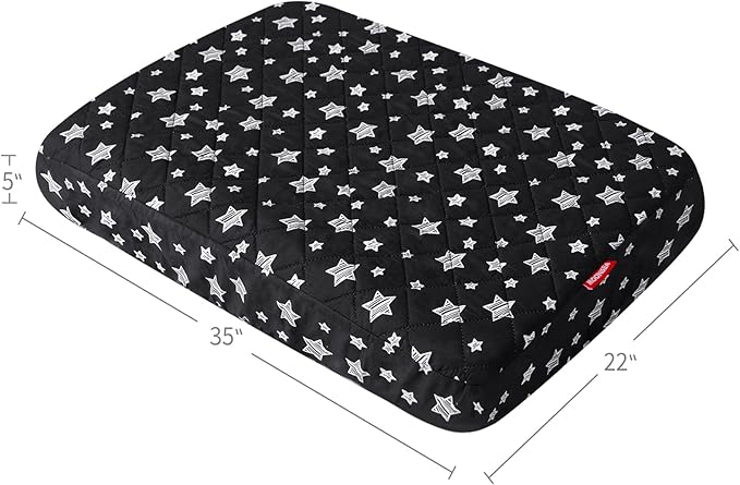 Waterproof Dog Bed Covers Replacement Washable Pet Hair Easy to Remove, Noiseless Quilted Puppy Pet Bed Cover Lovely Black Star Print 22x35 Inches, for Dog/Cat, Cover Only