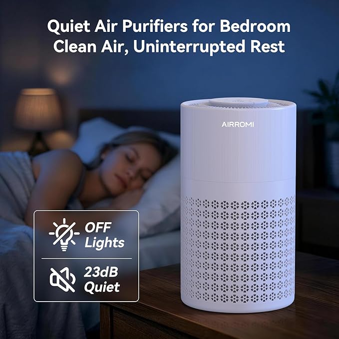 AIRROMI Air Purifier for Bedroom with A2001 Lavender Purple