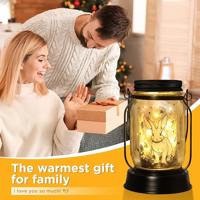 kyoryuger Bunny Gifts for Women/Men Bunny Lovers Solar Lantern Mom Birthday, Mothers Day, Animal Solar Lantern Garden Decoration Lights Outside for Yard, Patio,Backyard,Porch, Torches